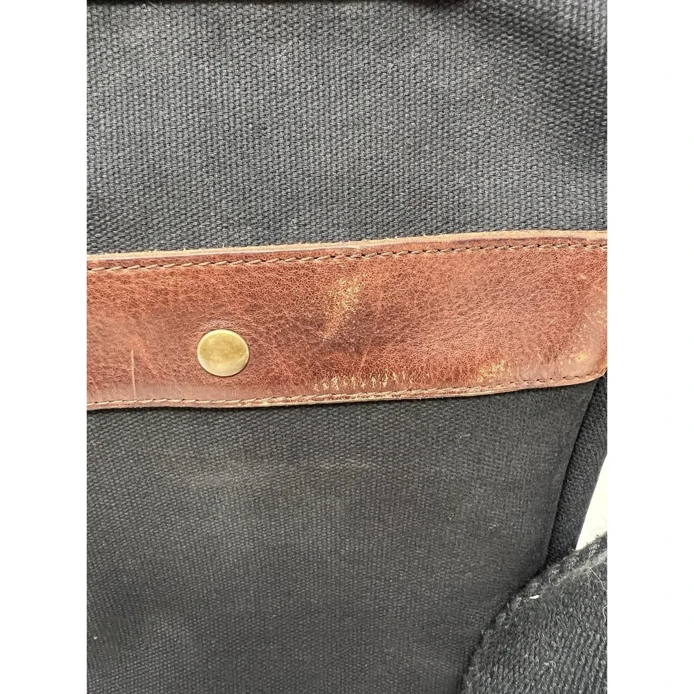 WILL LEATHER GOODS Black‎ Canvas And Leather Small Messenger Crossbody Bag